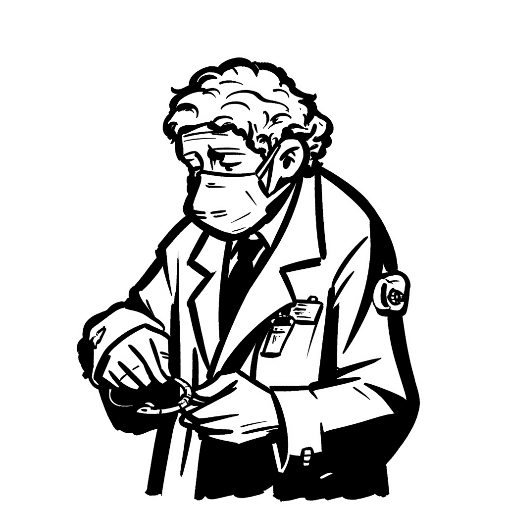 Illustration of Old Doctor with Mask