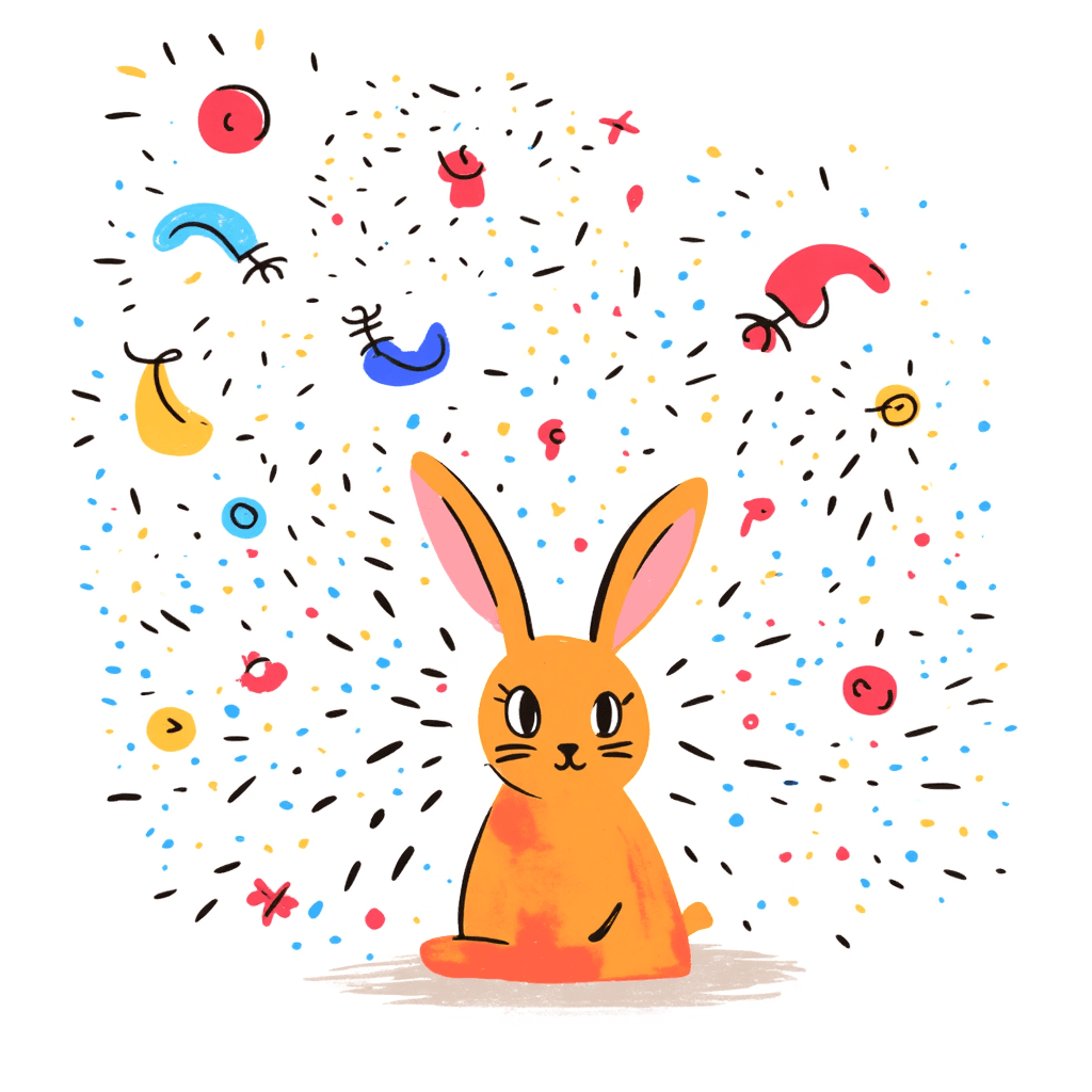 Illustration of Overwhelmed Orange Bunny