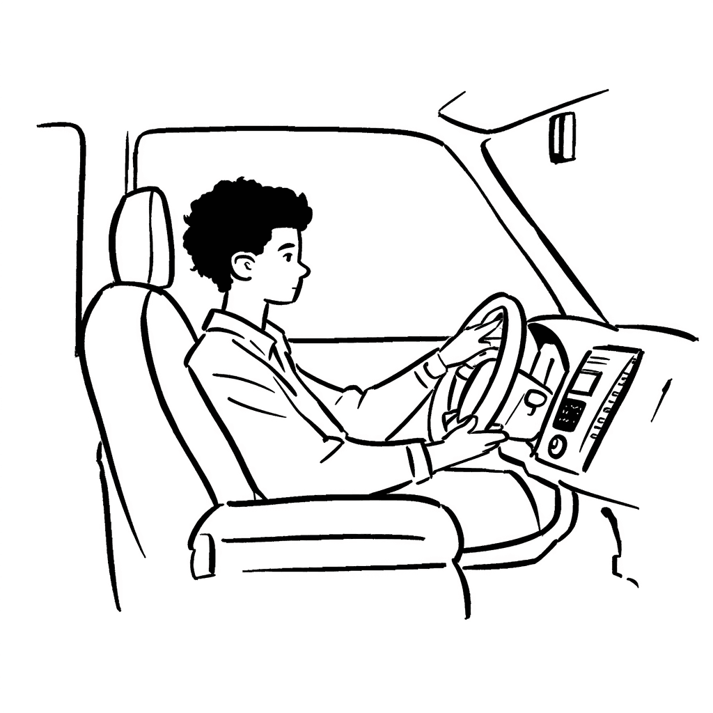 Illustration of Person Driving a Car