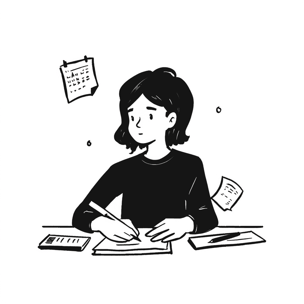 Illustration of Person Planning at a Desk