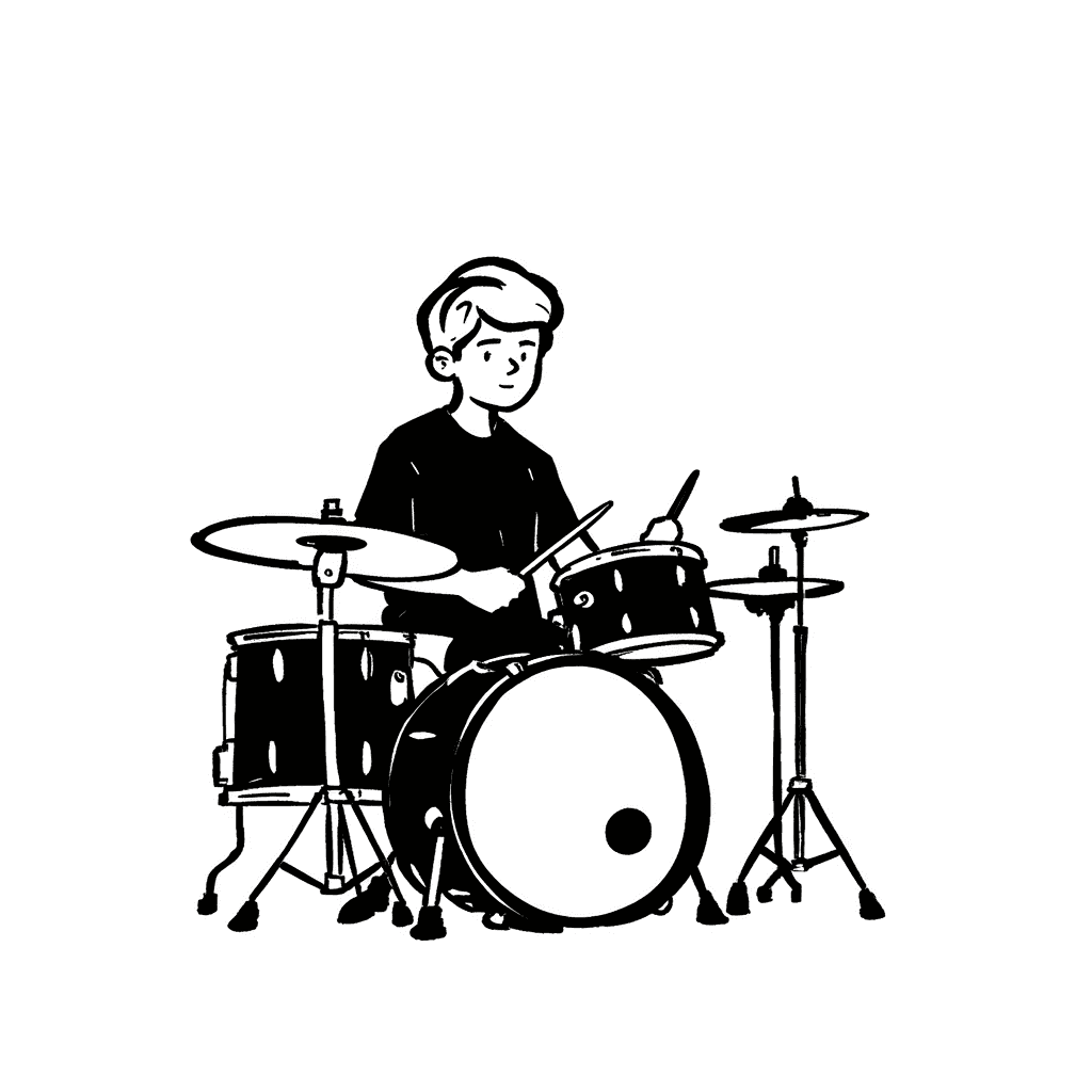 Illustration of Person Playing a Drum Kit