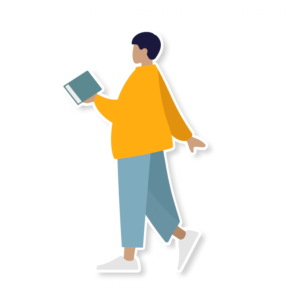 Illustration of Person Walking with Book
