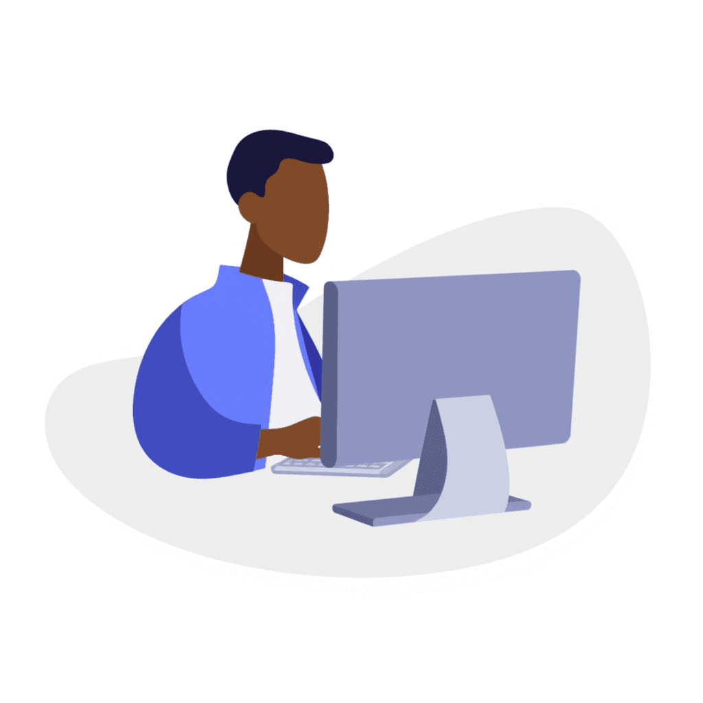 Illustration of Person at Computer Desk