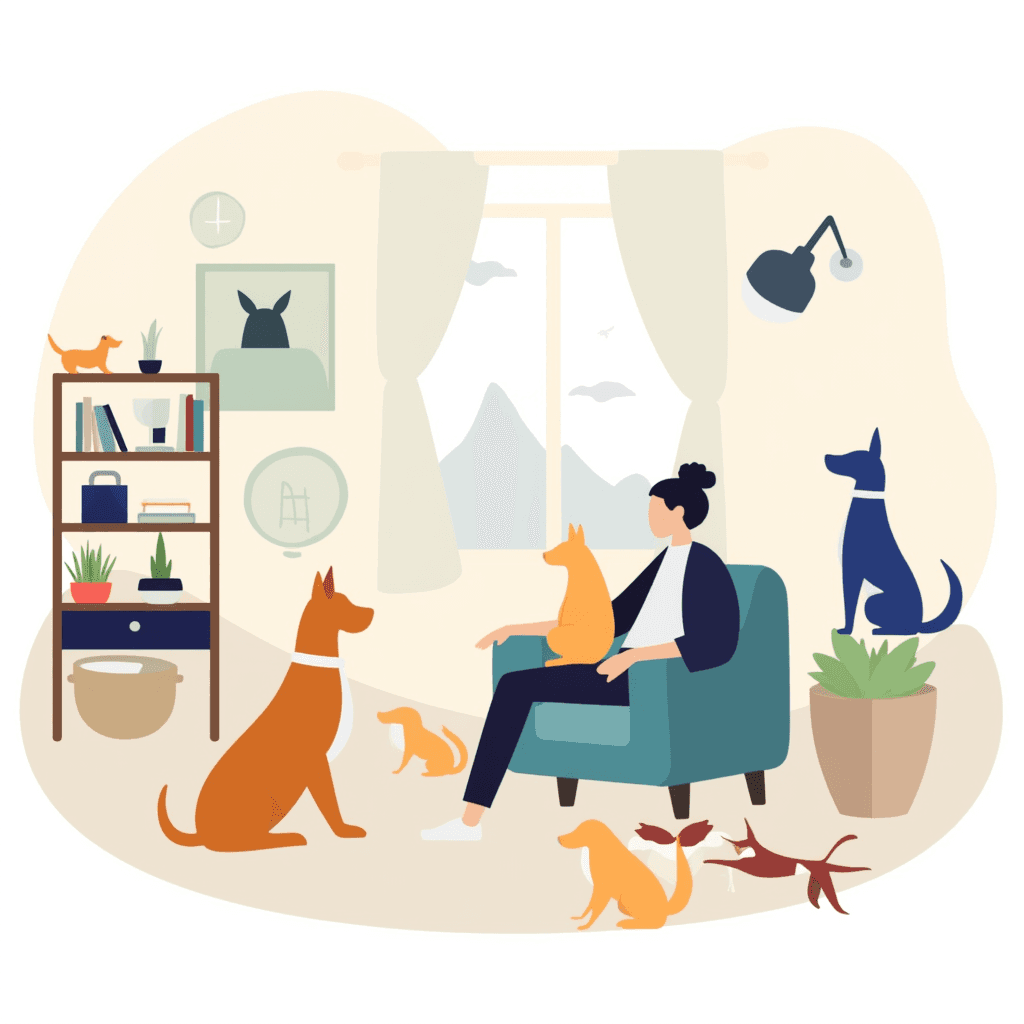 Illustration of Pets in a Cozy Apartment