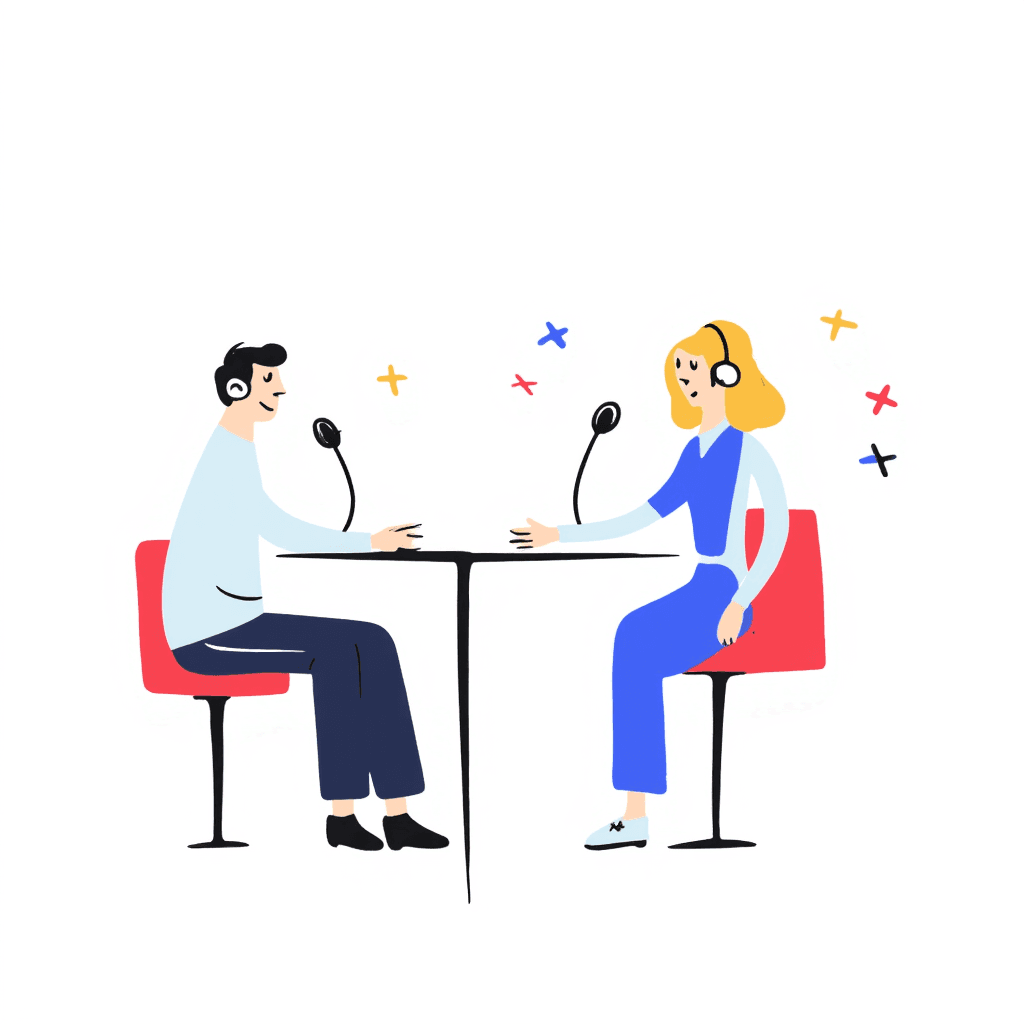 Illustration of Podcast Recording Scene