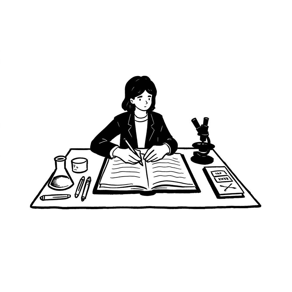 Illustration of Scientific Writing Scene