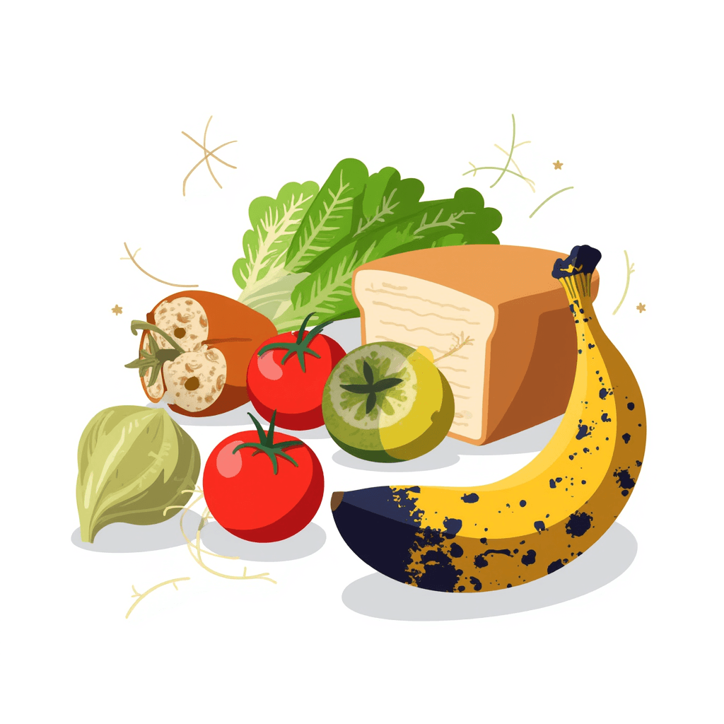 Illustration of Spoiled Foods and Produce