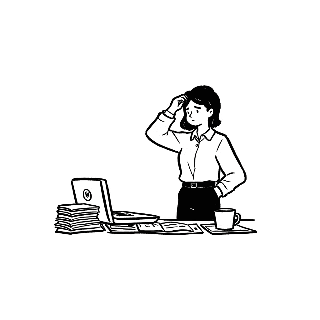 Illustration of Stressed Woman at Desk