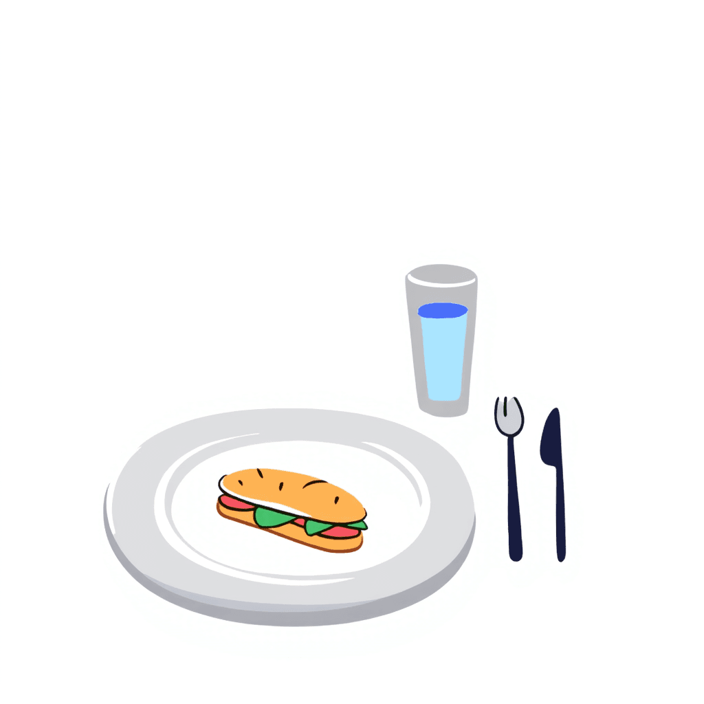 Illustration of Table with Lunch Setup