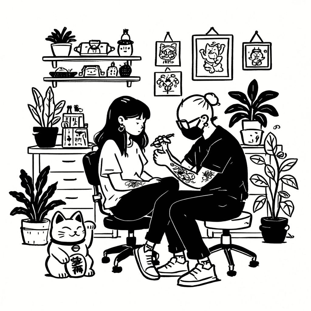 Illustration of Tattoo Studio Scene