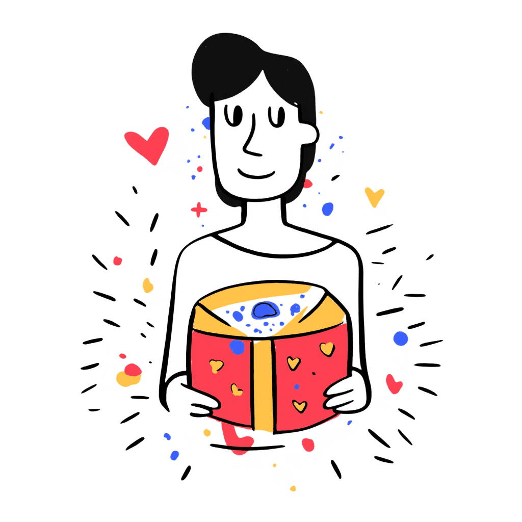 Illustration of Teacher with Gift Box