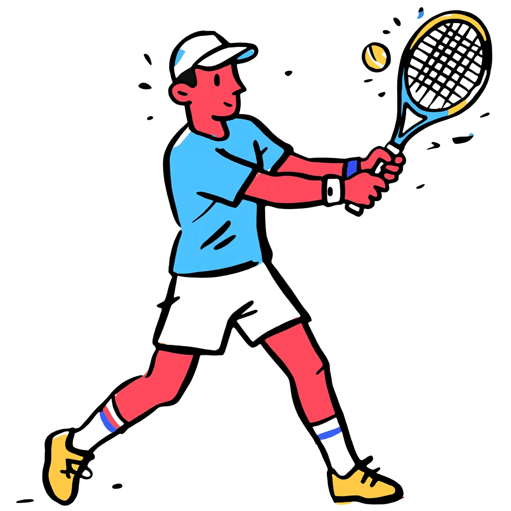 Illustration of Tennis Player in Action