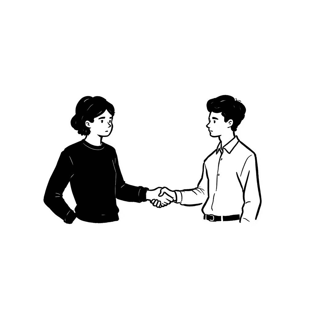 Illustration of Two People Shaking Hands