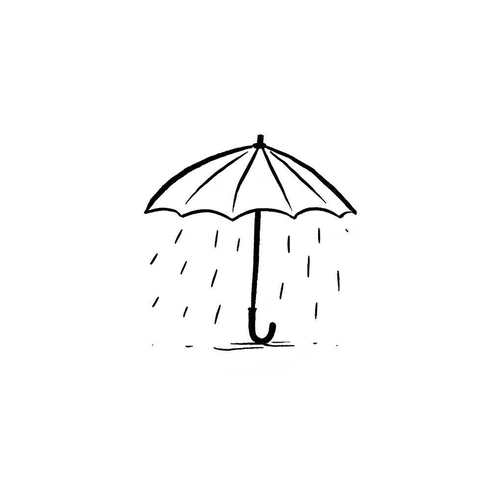 Illustration of Umbrella in Falling Rain
