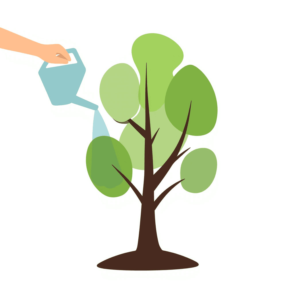 Illustration of Watering a Small Tree