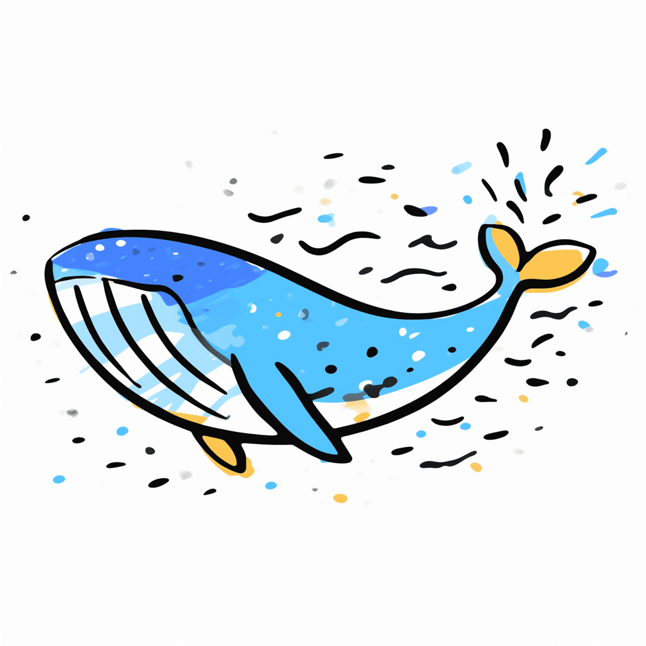 Illustration of Whale in Deep Sea