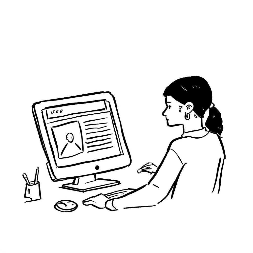 Illustration of Woman Browsing Website