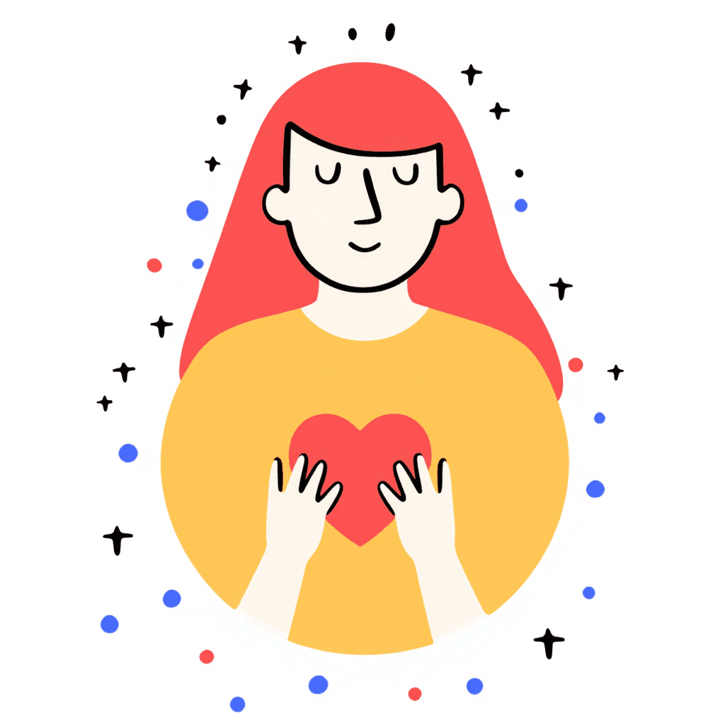 Illustration of Woman Holding Heart