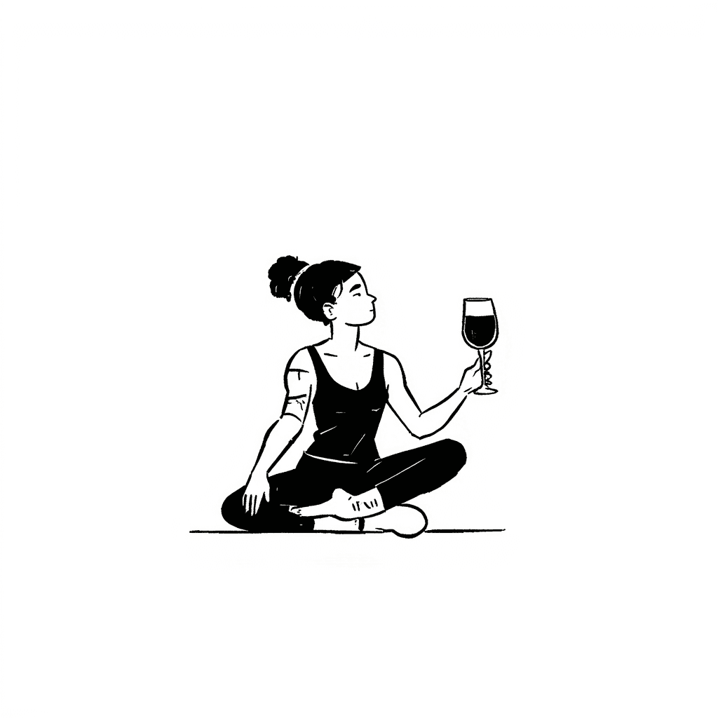 Illustration of Woman Relaxing with Wine