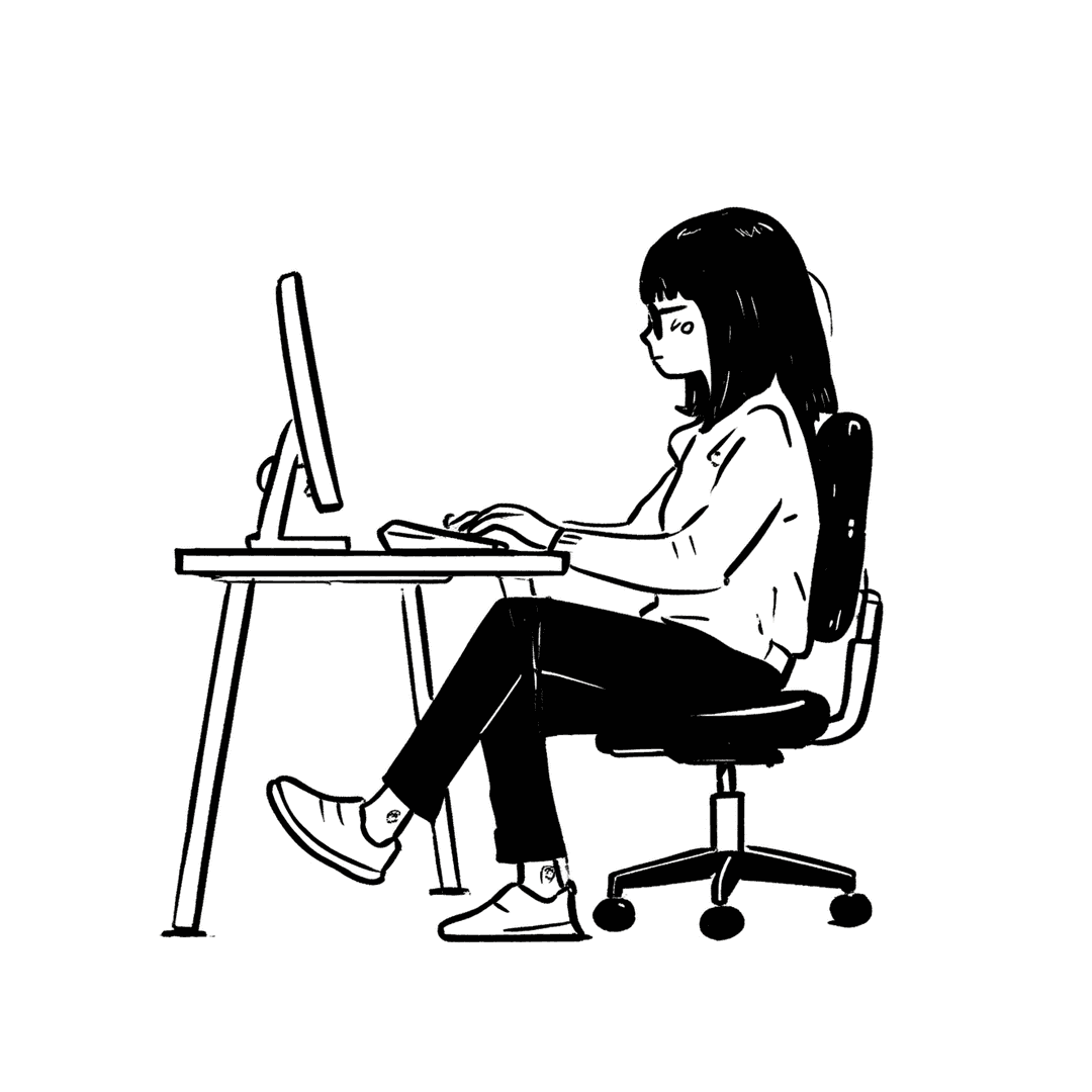 Illustration of Woman at Computer Desk