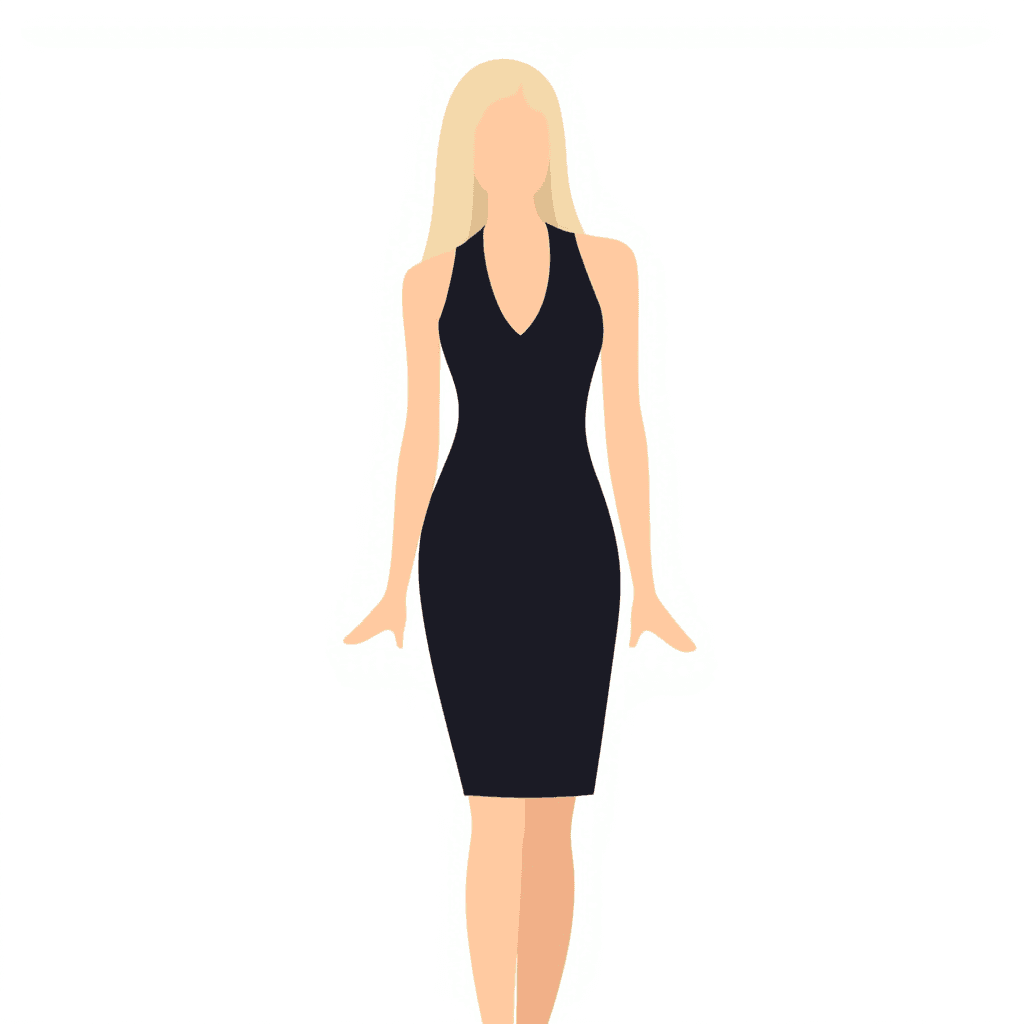 Illustration of Woman in Black Dress