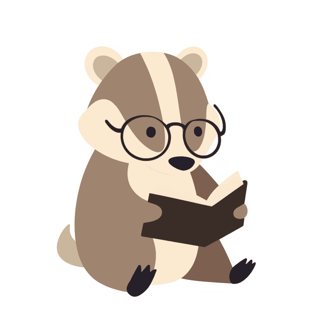 Illustration of a Badger Reading Book
