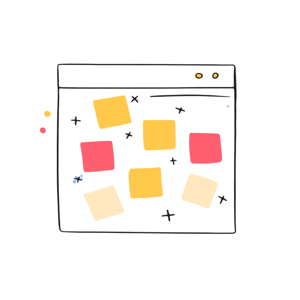 Illustration of a Board with Sticky Notes