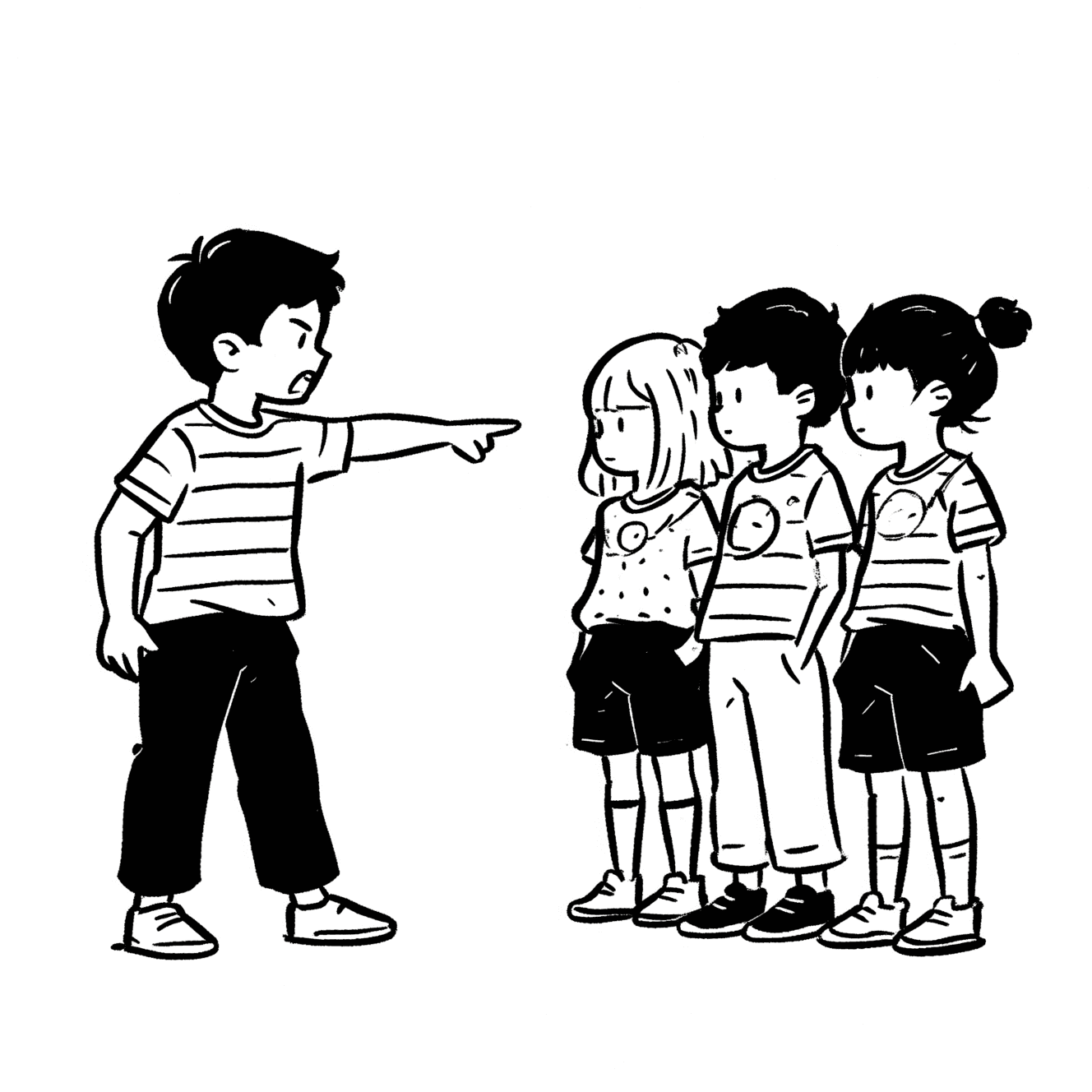 Illustration of a Boy Confronting Peers