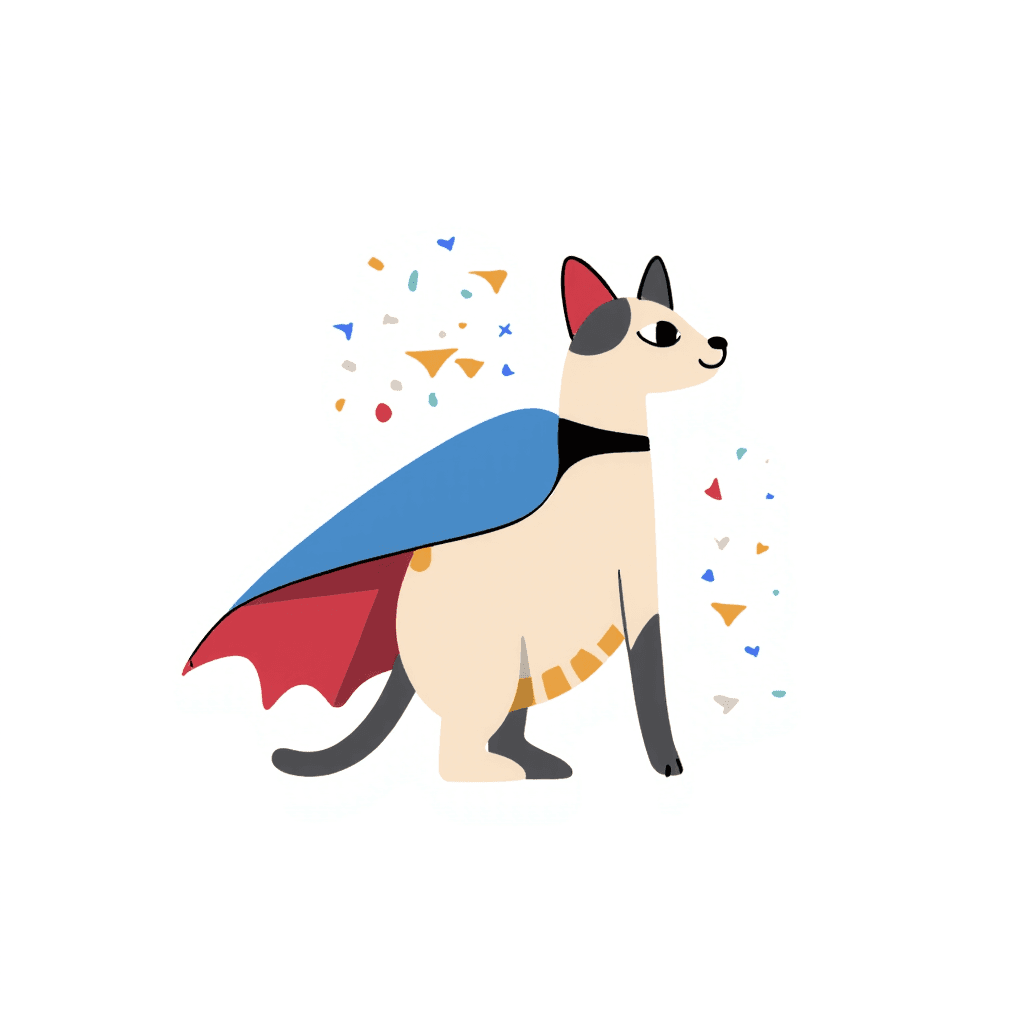 Illustration of a Cat in Superhero Cape