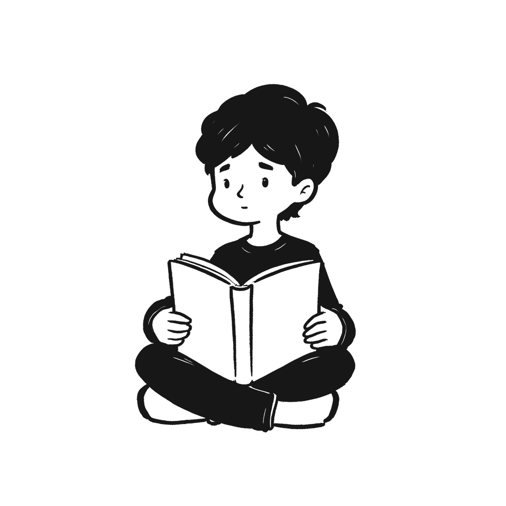 Illustration of a Child Reading a Book