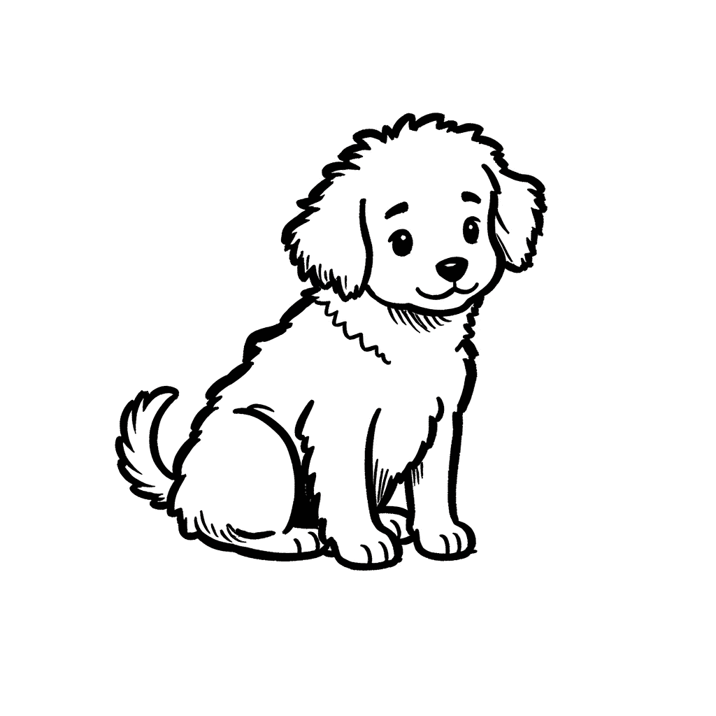 Illustration of a Curly Haired Puppy