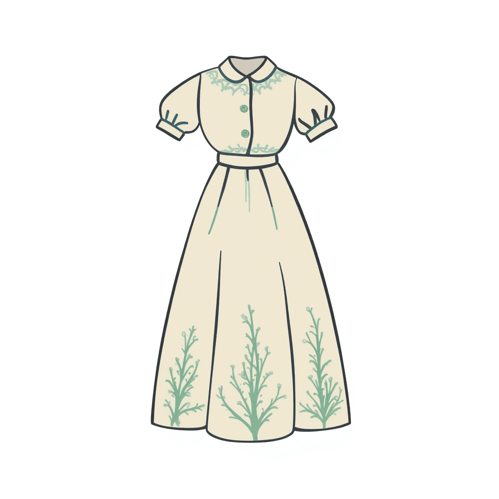 Illustration of a Detailed Vintage Frock