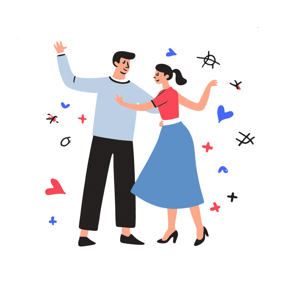 Illustration of a Happy Dancing Couple