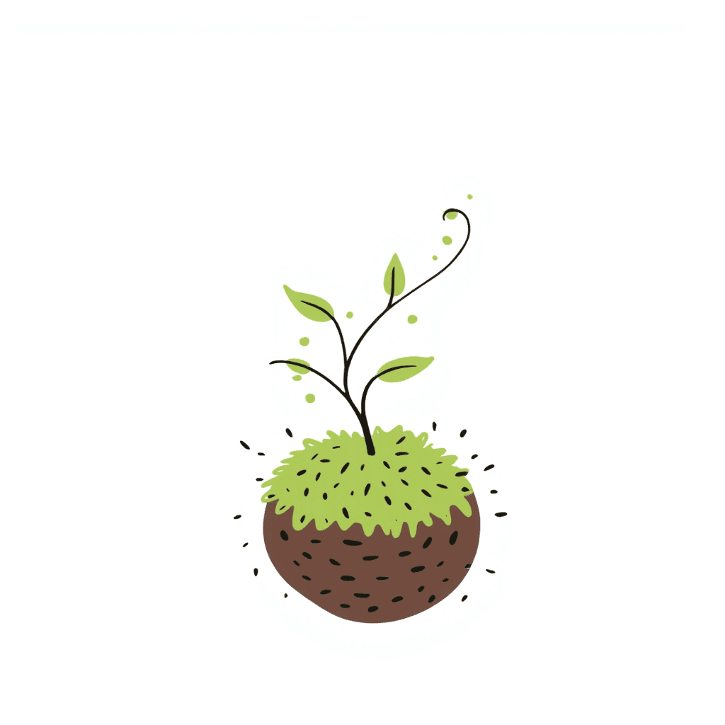 Illustration of a Kokedama Plant Display