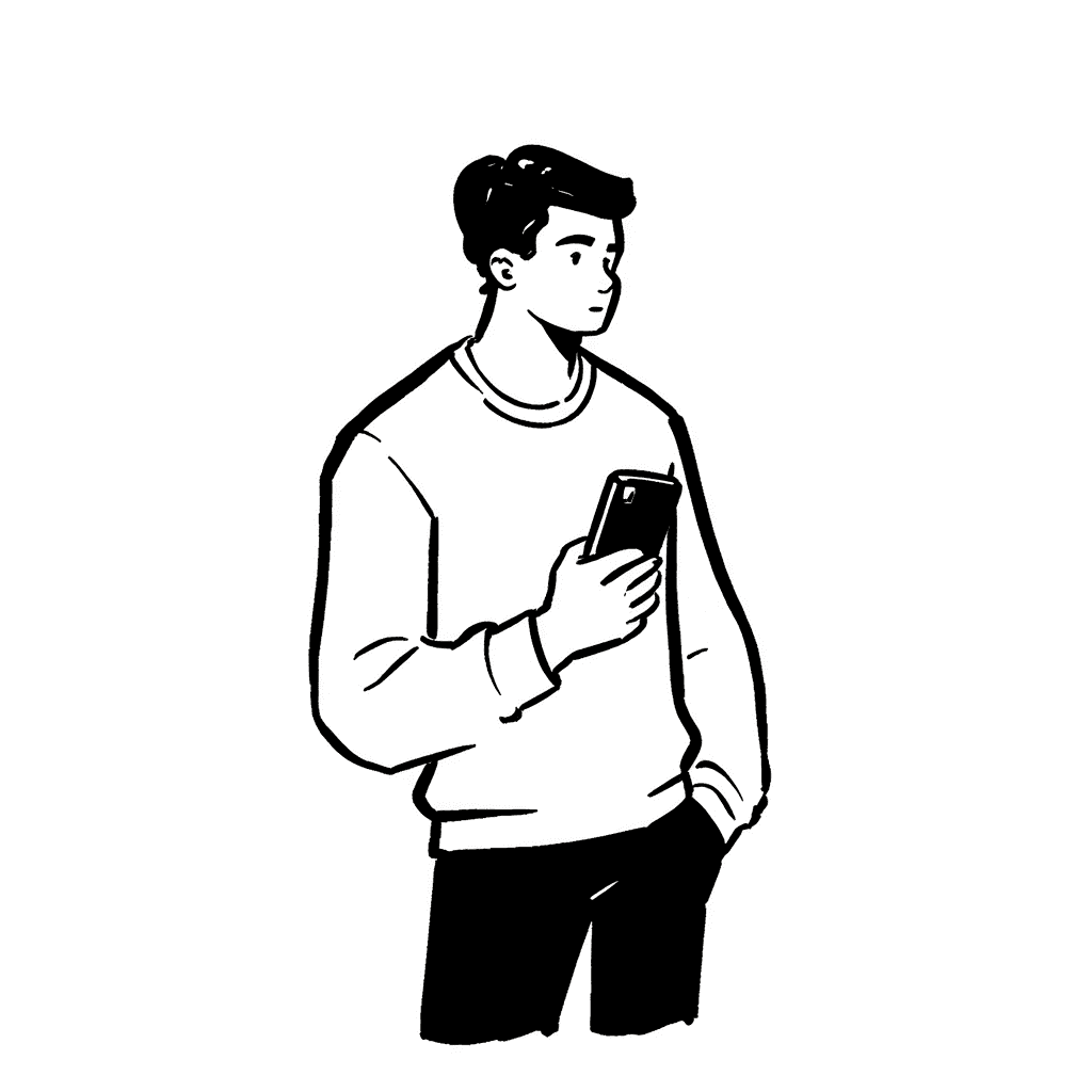 Illustration of a Man Holding a Phone