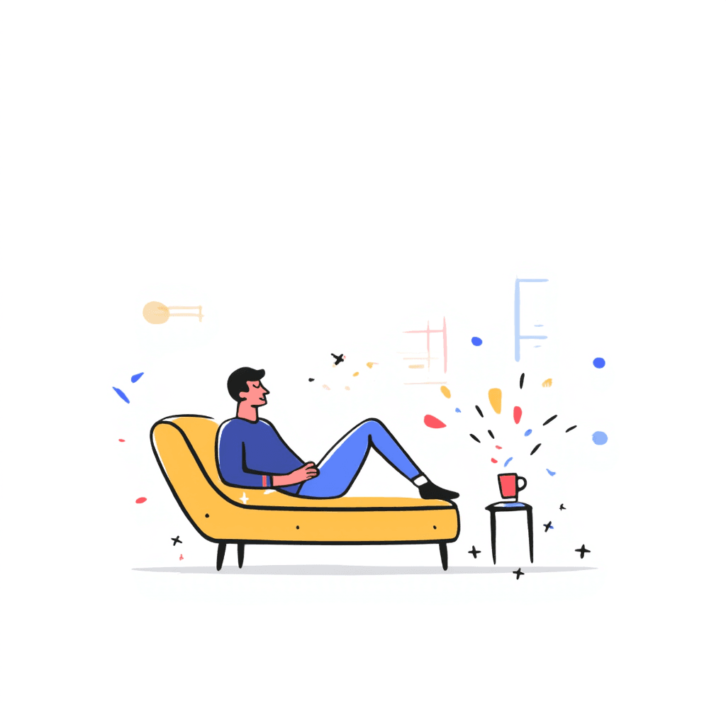 Illustration of a Man Relaxing at Home