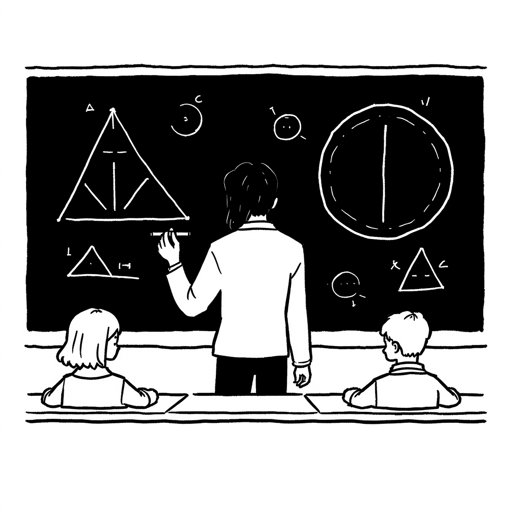 Illustration of a Math Teacher in Class