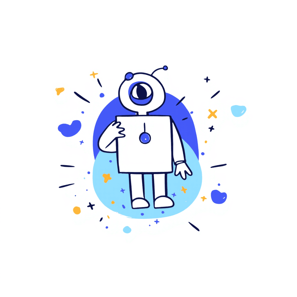 Illustration of a Playful Robot Character