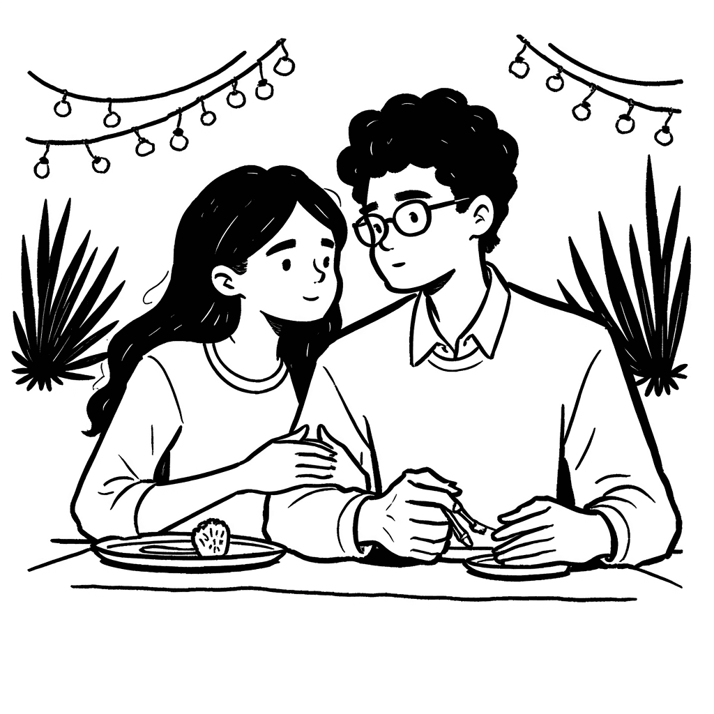 Illustration of a Romantic Outdoor Dinner