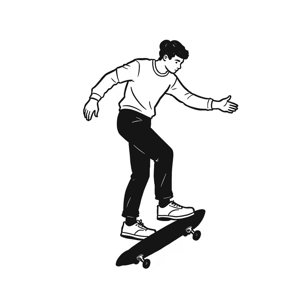 Illustration of a Skateboarding Man