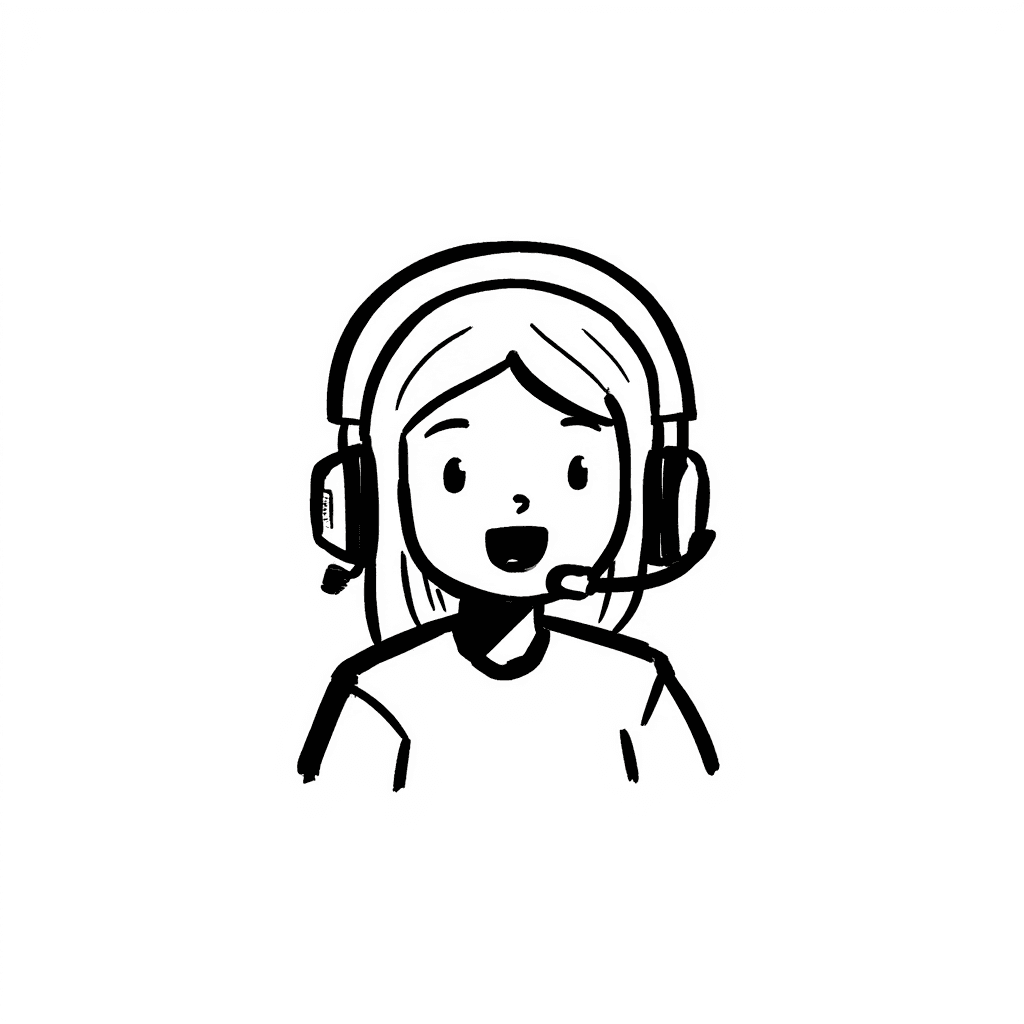 Illustration of a Young Girl with Headset