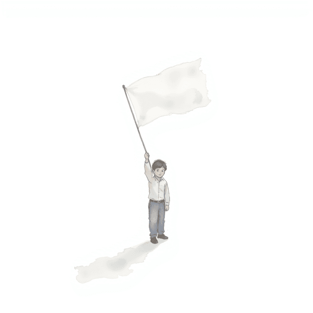 Boy holding a white flag