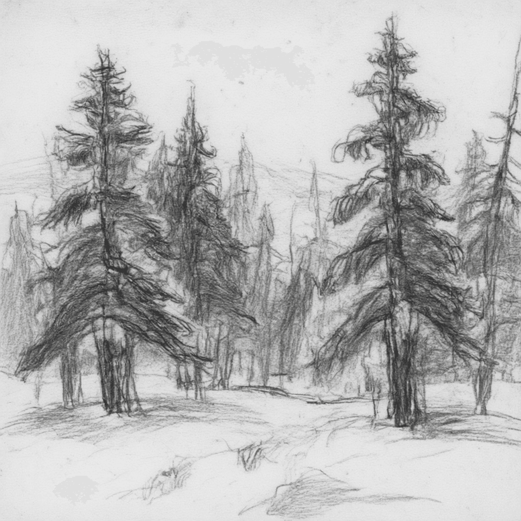 Sketch ofspruce forest
